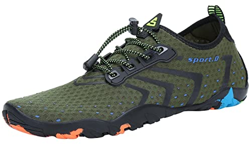 SAGUARO Escarpines Zapatos de Agua Calzado Playa Zapatillas Deportes Acuáticos para Buceo Snorkel Surf Natación Piscina Vela Mares Rocas Río para Hombre Mujer (Verde,43 EU)