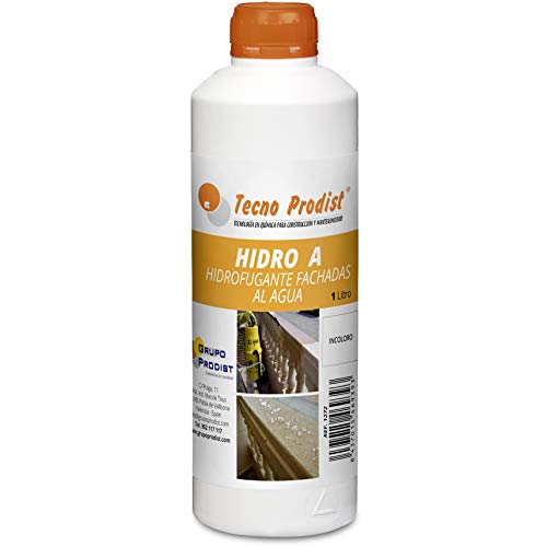 Tecno Prodist HIDRO - A (1 Litro) - Impermeabilizante Transparente al agua, Hidrofugante Incoloro para fachada, tejado, pared, muro, teja, ladrillo y piedra. (A Rodillo, brocha o pulverizador)