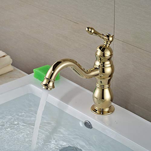 YHSGY Grifos De Lavabo Mezclador Monomando Para Lavabo Con Grifo Estilo Baño Nuevo, Acabado Dorado