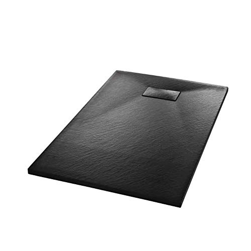 Plato de ducha de SMC, pie de ducha rectangular, plato de ducha, bandeja de base antideslizante, color negro, 100 x 80 cm