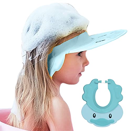 YHZMY 1 Piezas Gorro de Ducha para Niños, Visera Baño Bebé, Sombrero de Ducha para Bebé, Gorro de Ducha Bebé, Gorro de Baño para Bebés, Para Niños Pequeños Lindo Pato Azul, Resistente al Agua