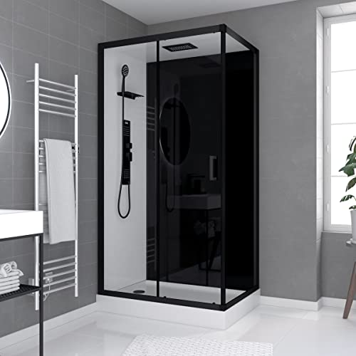 DUALITY RECTANGLE - Cabina de ducha (110 x 80 x 215 cm), color negro