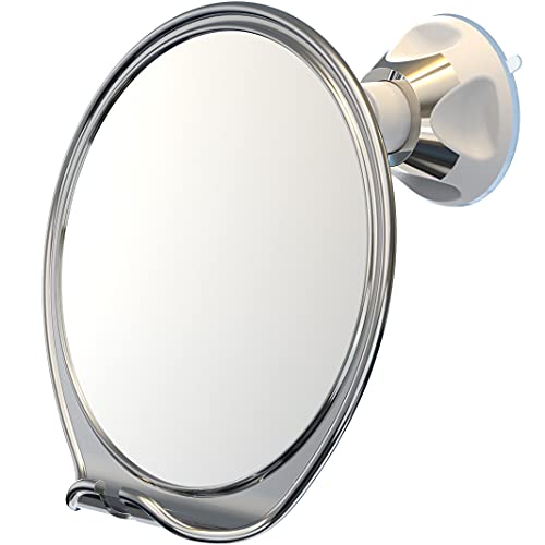 Luxo Espejo de ducha, espejo de afeitar con soporte de maquinilla de afeitar para ducha y ventosa potente, espejo antivaho inastillable para ducha, cromado