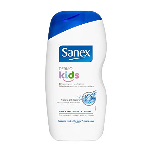 Sanex Dermo Kids, Gel de Ducha y Baño - Lote 6 uds x 500 ml