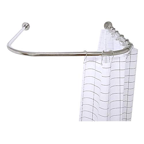 M-TOP Corner Curved Shower Rod U Shape Adjustable Tension Curtain Rail Pole – 304 Stainless Steel, Anti-Rust, Anti-Corrosion80 to 130x90 x80 to 130cm