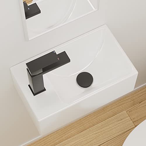 KES Lavabo Blanco de Cerámica con Forma Rectangular Lavabo sobre Encimera Baño Estandar Blanco Lavamanos sobre Encimera, BWS100L