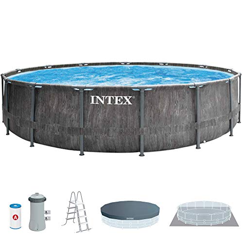 Intex 26742NP - Piscina desmontable INTEX, 457x122 cm, con depuradora cartucho, 3.785 litros/hora, filtro cartucho tipo A, piscina Greywood Prism Frame, 16.805 litros, piscina para 6 personas