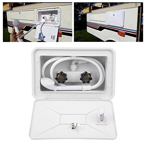 Kit de Caja de Ducha Exterior para Caravana Rv Baño Grifos Caja de Ducha Exterior Kit de Lavado Al Aire Libre con Cerradura Accesorio para Autocaravana Barco