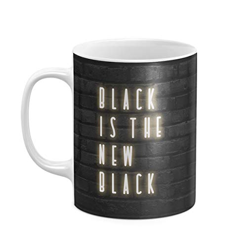 Taza de Té o Café de 312 ml, Resistente al Calor, Black Is The New Black Colour Sassy Citar Cute For Girls Bricks Wall Cosmic Black Pattern Sarcastic, Regalo Único Para La Hermana Mejor Amiga Bff