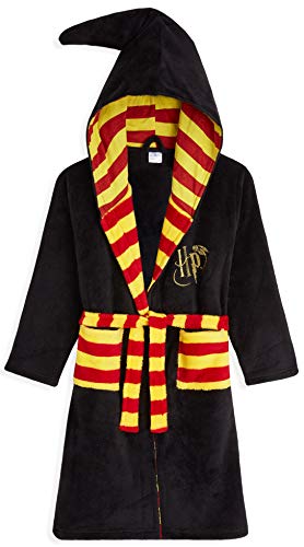 HARRY POTTER Bata Forro Polar Niño, Albornoz Niño Diseño Gryffindor con Capucha y Cinturón, Batas de Casa para Niños, Regalos para Niños Niñas 7-14 Años (Negro, 11-12 Años)