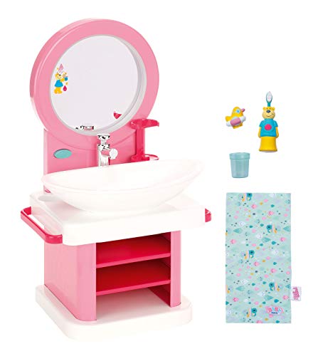 BABY born Lavabo Spa para Muñecas, Para Manos Pequeñas, Promueve la Empatía y Las Habilidades Sociales, Edad más de 3 años, Incluye Espejo, Cepillo de Dientes Vibrante y Más