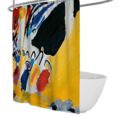 Cortina de Ducha de Pintura Colorida Wassily Kandinsky Obra de Arte Cortinas de Ducha para baño Dcorreinforced Metal Grommetseasy Care con 12 Ganchos W100xH180cm