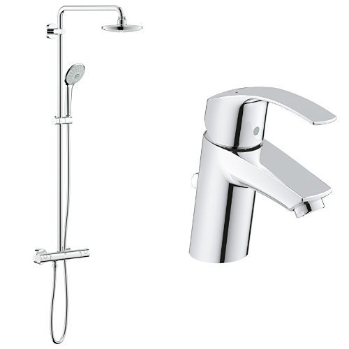 Grohe Euphoria System 180 - Sistema de ducha con termostato incorporado + Eurosmart - Monomando de lavabo 1/2