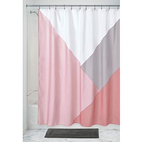 iDesign Colorblock ducha, gran baño de poliéster, cortinas estampadas, rosa, 183 cm x 183 cm