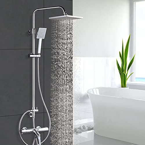 ARCORA Sistema de ducha con termostato, acero inoxidable 304, juego de grifos de ducha para bañera, termostato de cobre para baño
