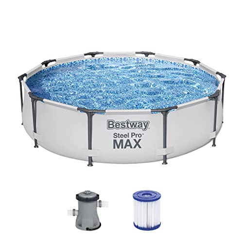 Bestway® Steel Pro MAX™ Set de Piscina con Bomba de Filtro, 305 x 76 cm, Redonda, Color Gris