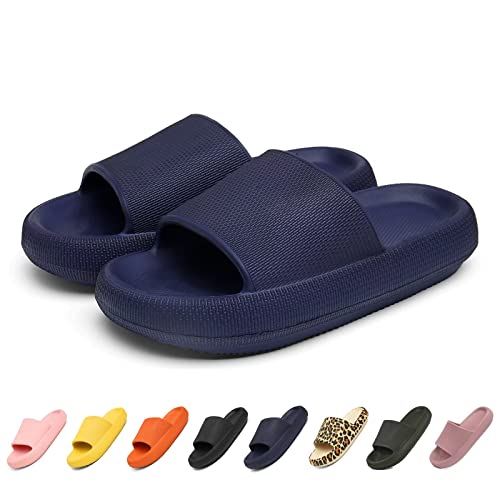 Geweo Mujer Hombre Zapatillas Casa y Pantuflas de Ducha Sandalias de Baño Playa Verano Pantuflas Antideslizante de Piscina Casuales Suela Gruesa Chanclas, Unisex Azul Marino 42-43 EU