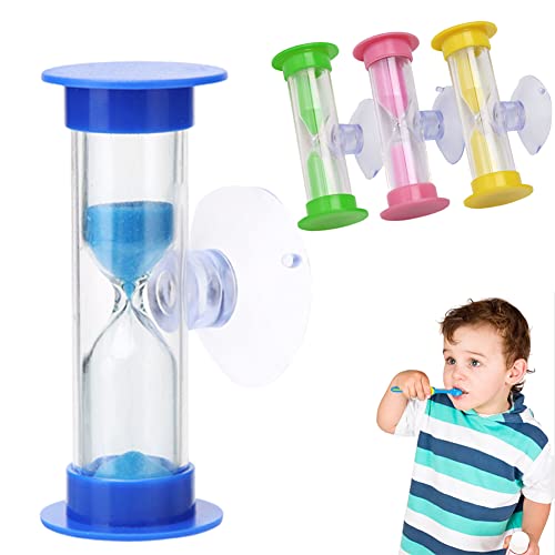 Reloj de arena para niños con cepillo de dientes, temporizador de ducha de 2 minutos, mini reloj de arena para cepillos de dientes, mini reloj de arena de cristal, reloj de arena giratorio adecuado