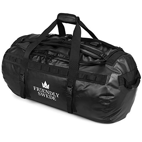 Duffel Bolsa de Viaje y Deporte Convertible en Mochila - Duffle Bag - The Friendly Swede (Capacidad: 30l/ 60l/ 90l) (90L Negro)