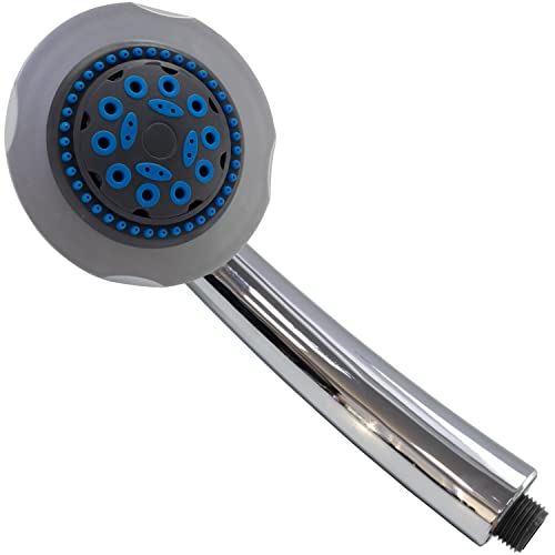 AERZETIX - C62434 - Alcachofa/cabezal de ducha de mano 3 funciones para chorro de agua ajustable - color cromo - para baño mezclador bañera sanitaria manguera flexible grifo