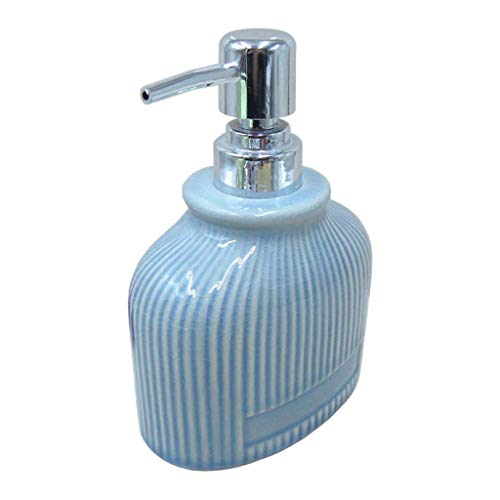 Bomba de jabón líquido para Manos, dispensador de jabón de cerámica con Grietas Azules con Bomba de plástico Plateado, dispensador de loción de Botella de loción de Tarro de Vidrio de 13,5 Oz