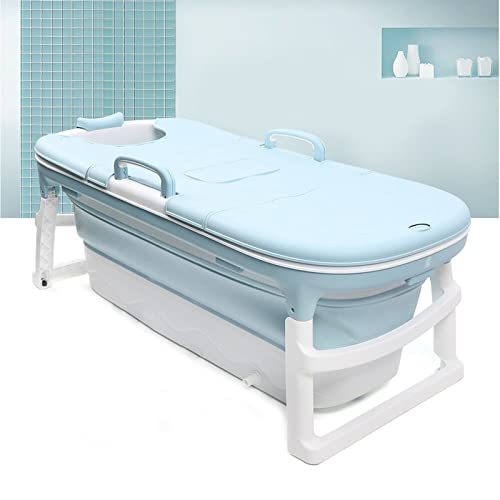 Bañera plegable para adultos y niños, bañera plegable con cubierta, reposacabezas y rodillos de masaje, portátil y plegable para ducha y exterior