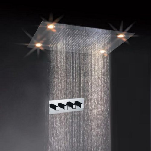 Diseño clásico 31 inch gran lluvia juego de ducha doble cascada grifo de la ducha super cabezales de ducha LED set cuatro tipos de la manera por Su Propio elección