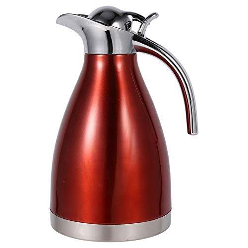 Jarras Térmicas, 1,5L/2L Acero Inoxidable Cafetera Tetera, Termo con Aislamiento de Doble Pared, Botella de Agua Caliente para Café, Té, Bebidas Calientes(1.5L-Rojo)