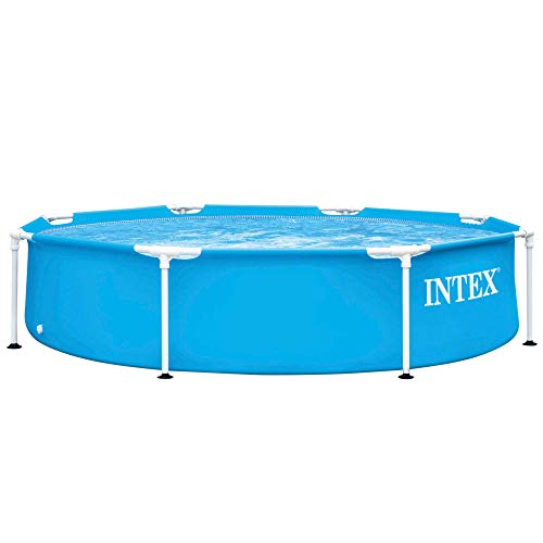 Intex 55242 - Piscina desmontable redonda Metal Frame familiar color azul, medidas Ø244x51 cm, capacidad 1,828 litros, material resistente triple capa, tubular, infantil