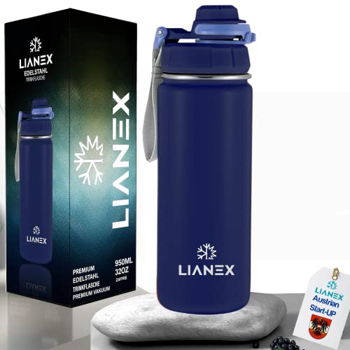 LIANEX | Botella de Agua de Acero Inoxidable 1L - Botella Termica Doble Pared al Vacío a Prueba de Fugas, Sin BPA, Deporte y Viajes, Ideal para Oficina y Gimnasio | Mantiene 24H Frio / 12H Calor