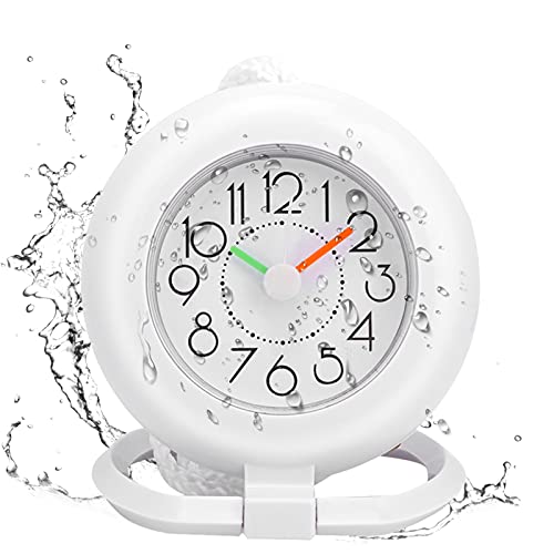 Jadeshay Reloj de baño - Temporizador de Ducha Alarma Relojes Digitales Reloj de Mesa Colgante para baño Cocina(Blanco)