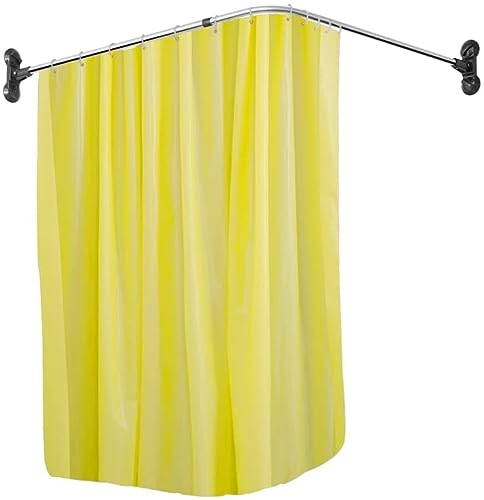 Hershii Barra para cortina de ducha, barra curvada para cortina de ducha, soporte para cortina de ducha, barra de cortina de ducha, con ventosa, no requiere taladrar, color negro