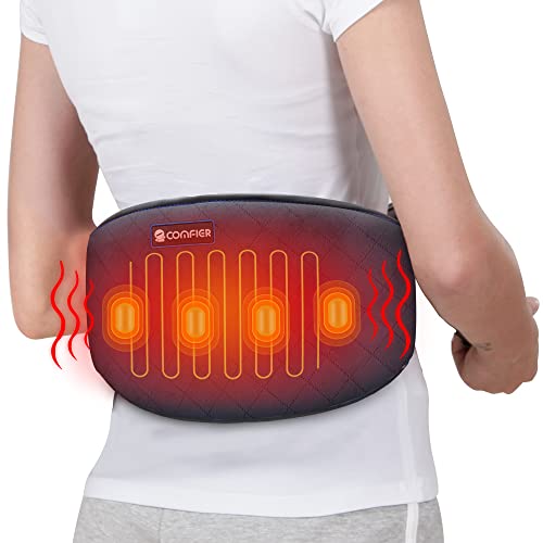 Comfier Cinturón calefactor para dolor de espalda - Cinturón para envolver el vientre con masaje por vibración, Almohadillas térmicas rápidas con apagado automático, para lumbar, abdominal