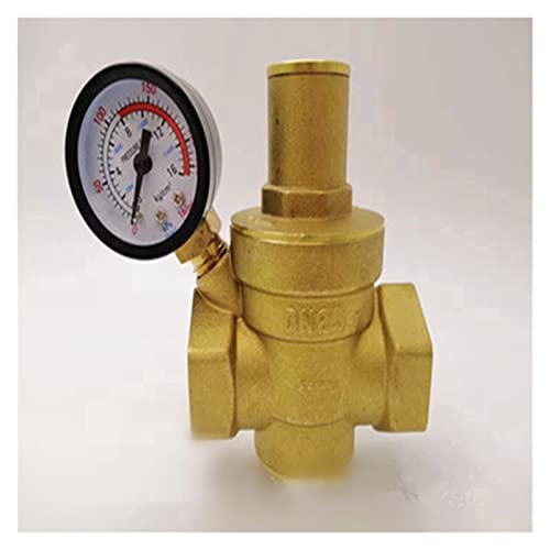 regulador de presion agua Reductor de presión de agua PN1.6 DN20 3/4, válvula de mantenimiento reductora de regulador de presión ajustable de latón con medidor de calibre 85 * 63mm
