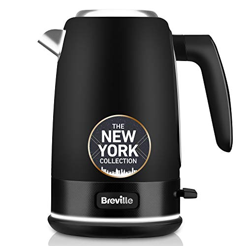 Breville VKT146X - Hervidor eléctrico, 1,7 l (8 tazas), ebullición rápida de 3 kW, colección New York, color negro