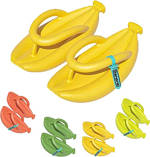 LaoSShu Bonitas Pantuflas de plátano, Chanclas, Chanclas de plátano, Sandalias de Playa Antideslizantes de Verano con Bonitos Dibujos Animados (Color : Yellow, Size : 38-39)