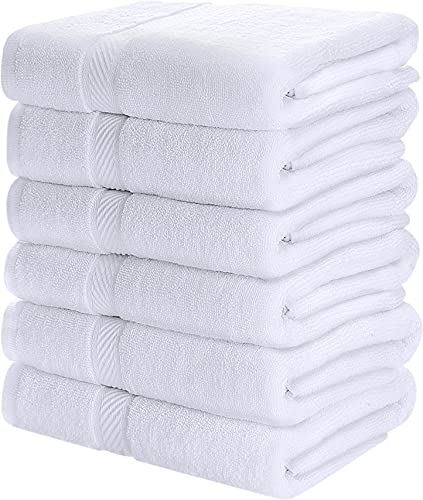 Utopia Towels (Paquete de 6 Juego de Toallas de baño, 100% algodón Hilado en Anillo (60 x 120 CM) Mediana, Alta absorción, Secado rápido, Toallas de Hotel, SPA y baño de Primera Calidad (Blanco)