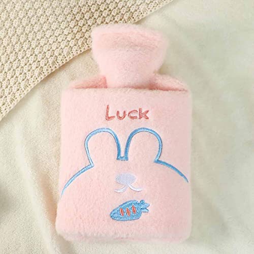 Cute Hot Water Bottle with Soft Plush Waist Belt Cover,Hot Water Bag,Warmer Bag for Heat Compress,Bed Heater,Legs Hand Feet Warmer,Neck,Shoulder Pain Relief Pad,Menstrual Cramps Hot Water Pouch (Pink)