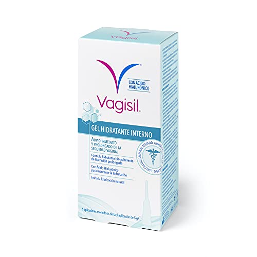 Vagisil Gel Hidratante Vaginal Interno en Monodosis con Ácido Hialurónico, Lubricación Inmediata e Hidratación Prolongada, Apto También para la Menopausia, 30 gr, 6 Uds. x 5 gr