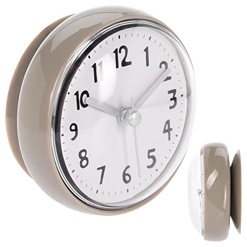 Vilde Reloj de pared para cuarto de baño con ventosa, impermeable, pequeño y cremoso, 7,5 cm