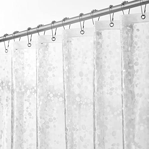 mDesign Cortina de Ducha con diseño de guijarros – Cortinas de baño con Ojales Reforzados – Accesorio para Ducha de Cuidado fácil – Transparente