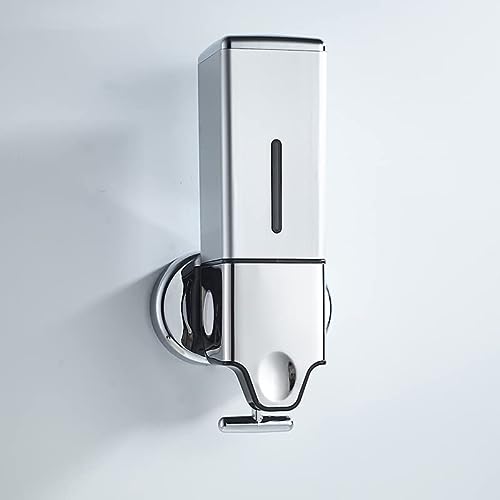 Dispensador de jabón montado en la Pared, Dispensador de Ducha y loción para el hogar, baño, Cocina, hoteles, restaurantes (500ml, Plata)