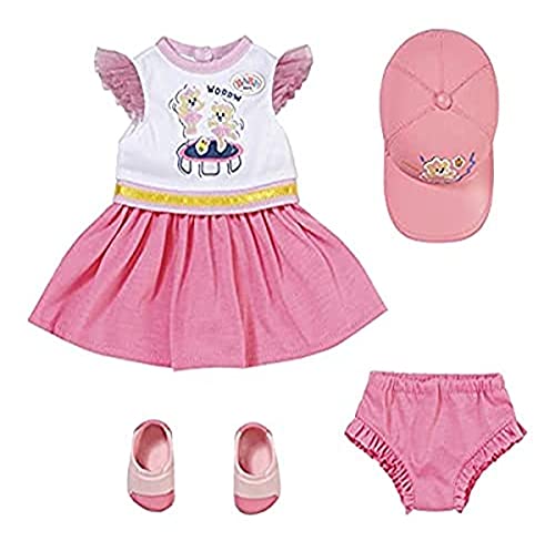 BABY born Kindergarden - Set con gorra 36 cm, Para manos pequeñas, Promueve la empatía y las habilidades sociales, Para niños a partir de 2 años, Incluye vestido, zapatos, gorra y más