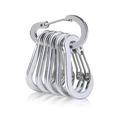 Bloqueo de la cadena de llaves de carabinas Gancho, 6 piezas de acero de acero pequeños clips de garra de carabinas mochila botella de agua hebilla de llave de llave al aire libre treada accesorios de
