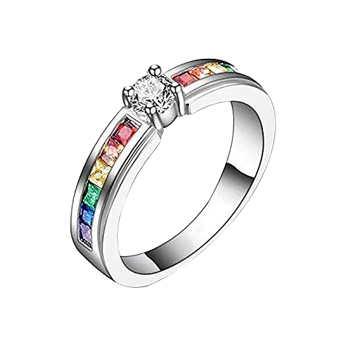 Laminación Bañera Anillos Perfect Colorful F-or Lady Ring Crystal Day Is Party Rainbow Finger The Rings Adolescente Joyas Viaje Llavero Manos