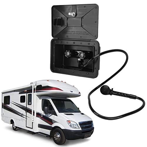 Cabina de Ducha Exterior RV Kit de Caja de Ducha Exterior de ABS Negro Caja de Ducha Exterior para Caravana con 2 Llaves Accesorios de RV para Caravana Autocaravana
