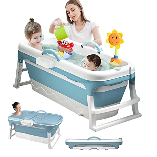 Bañera plegable 3 en 1 para niños pequeños y niños, Puede ser utilizado tanto por dos niños como por pequeño adulto y mascota (118 x 62 x 54 CM)