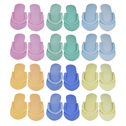 Holibanna Zapatillas de Pedicura Desechables de Espuma EVA: 12 Parejas Cómodas Chanclas Antillizables Desechables de Resbalones Portátiles de Espuma Liviana de Espuma de Espuma Liviana para