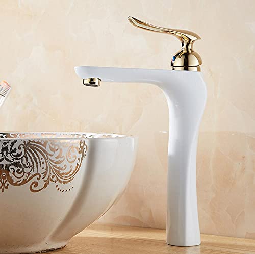 Grifo de latón cromado en moderno diseño de cascada para cuarto de baño con mangueras de conexión, Dorado