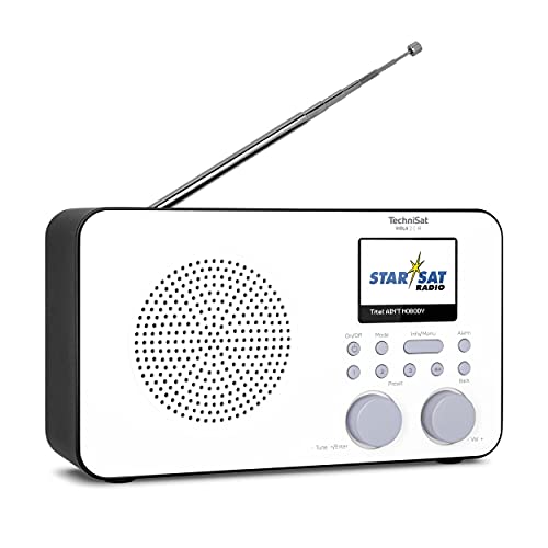 TechniSat VIOLA 2 C IR - Radio por Internet Portátil (DAB+, FM, WLAN, Pantalla a Color de 2,4 Pulgadas, Conexión para Auriculares, Despertador, Temporizador, 3 Vatios RMS) Blanco/Negro